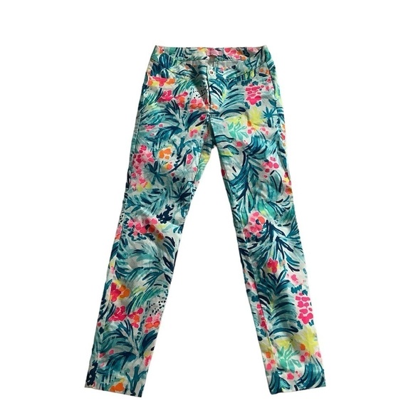 Lilly Pulitzer Kelly Skinny Ankle Serene Blue Tippy Top Pants Size 00 - Picture 1 of 8